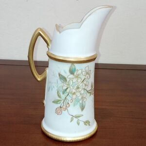 T & V Limoges Porcelain Hand Painted Floral Tankard Pitcher Ewer - Vintage!